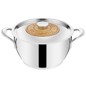 Lid with Cherry Insert Diameter 20 cm Suitable for Induction Stainless Steel 18/10 and Wood Lagostina Emozione Pastaiola 